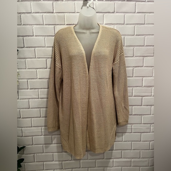 PINK ROSE women open front beige long cardigan/size XL - Picture 6 of 9